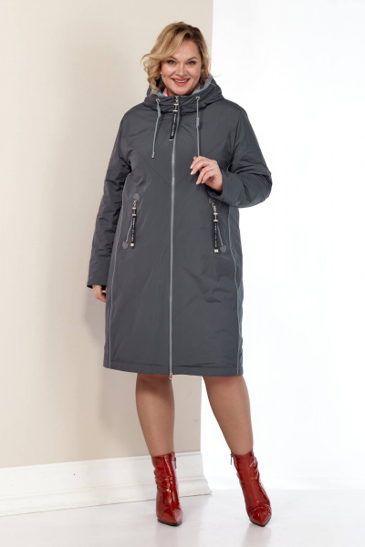 Куртка из сатиновой ткани с синтепоном и декоративным кантами Shetti 2181 графит - фото 5