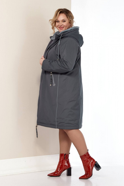 Куртка из сатиновой ткани с синтепоном и декоративным кантами Shetti 2181 графит - фото 4