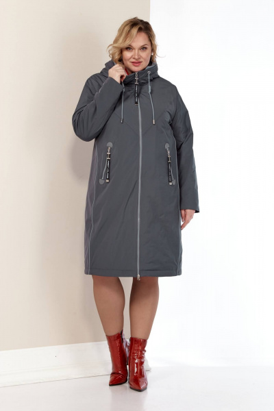 Куртка из сатиновой ткани с синтепоном и декоративным кантами Shetti 2181 графит - фото 2