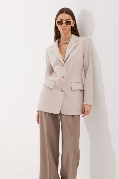 Комплект жакета и брюк из трикотажа с оформлением из ткани N.O.W. 1521 - фото 6