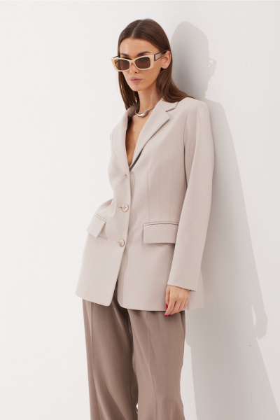 Комплект жакета и брюк из трикотажа с оформлением из ткани N.O.W. 1521 - фото 3