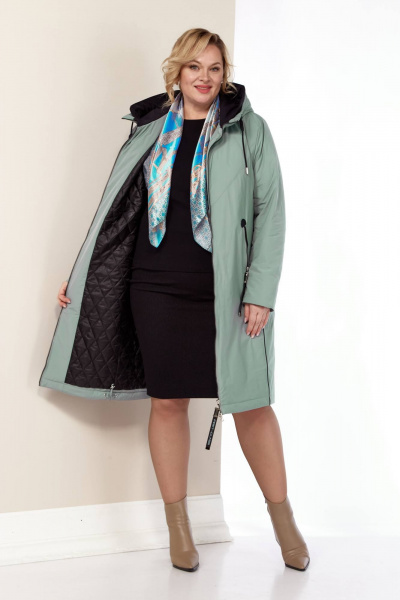 Куртка из сатиновой ткани с синтепоном и декоративными кантами Shetti 2181 светло-фисташковый - фото 9