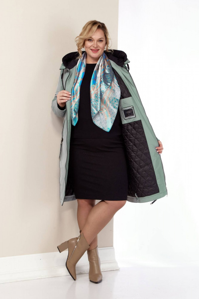 Куртка из сатиновой ткани с синтепоном и декоративными кантами Shetti 2181 светло-фисташковый - фото 8