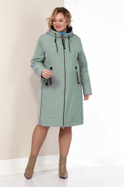 Куртка из сатиновой ткани с синтепоном и декоративными кантами Shetti 2181 светло-фисташковый - фото 6