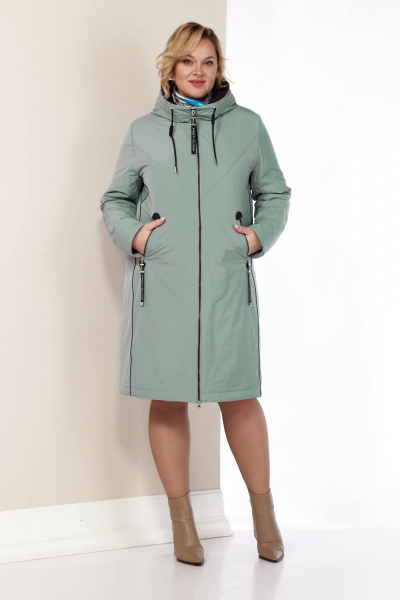 Куртка из сатиновой ткани с синтепоном и декоративными кантами Shetti 2181 светло-фисташковый - фото 3