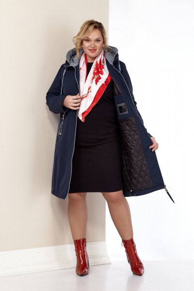 Куртка с контрастным кантом и функциональными карманами Shetti 2181 темно-синий - фото 6