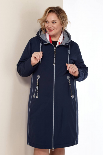 Куртка с контрастным кантом и функциональными карманами Shetti 2181 темно-синий - фото 2