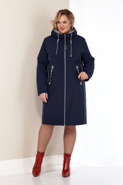 Куртка с контрастным кантом и функциональными карманами Shetti 2181 темно-синий - фото 1