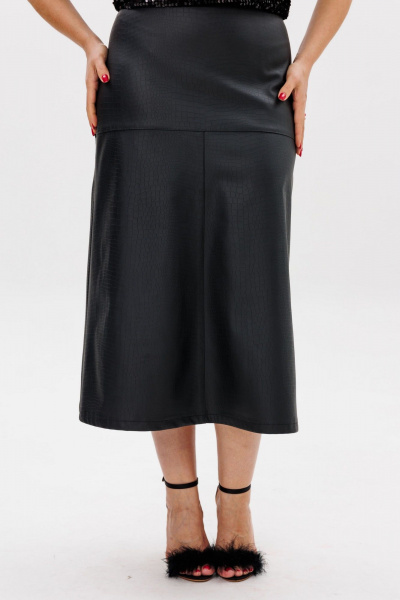 Юбка  из экокожи Anelli 1510.1 черная_роза - фото 9
