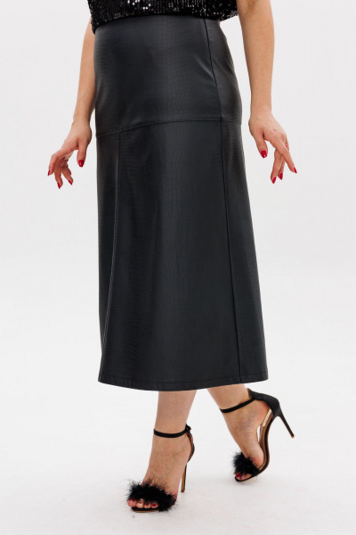Юбка  из экокожи Anelli 1510.1 черная_роза - фото 5