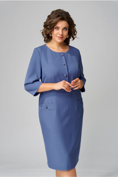 Полуприлегающее платье из костюмной ткани с застежкой Орхидея 1470 - фото 4