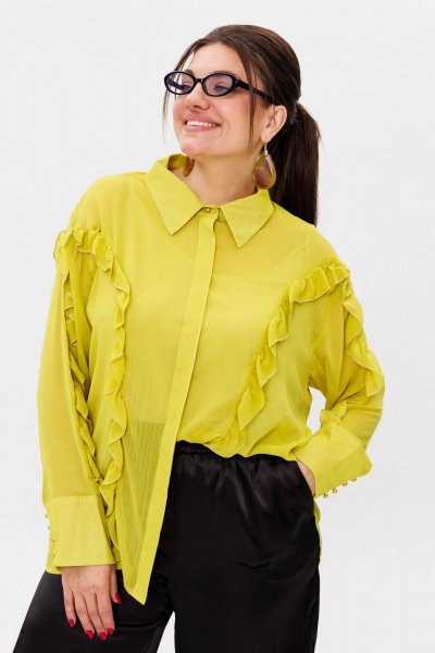 Демисезонная блуза с рельефами и рюшами в стиле casual Anelli 1257 северное_сияние - фото 5