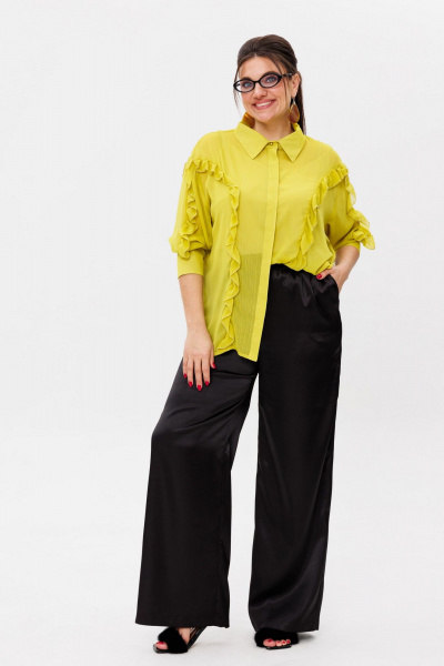 Демисезонная блуза с рельефами и рюшами в стиле casual Anelli 1257 северное_сияние - фото 2