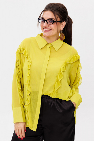 Демисезонная блуза с рельефами и рюшами в стиле casual Anelli 1257 северное_сияние - фото 1