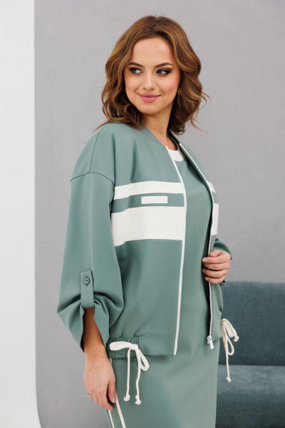 Платье и бомбер свободного силуэта из трикотажа INVITE 6082 мятный - фото 7