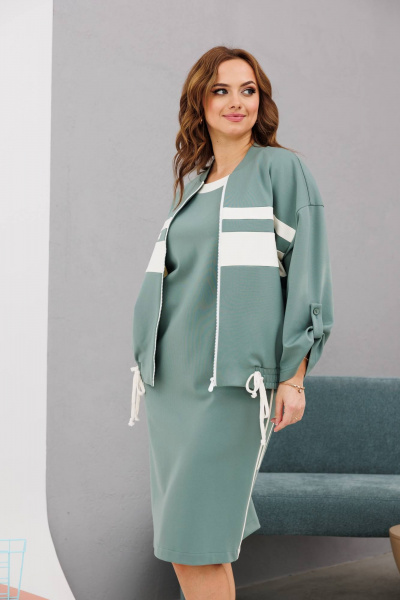 Платье и бомбер свободного силуэта из трикотажа INVITE 6082 мятный - фото 6