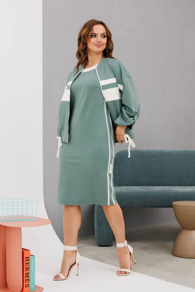 Платье и бомбер свободного силуэта из трикотажа INVITE 6082 мятный - фото 5