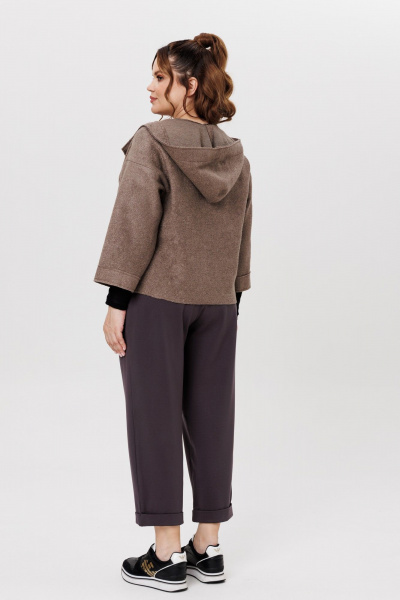 Костюм из трикотажа и шерсти с укороченным жакетом с капюшоном Michel chic 1357/1 графит,капучино - фото 6