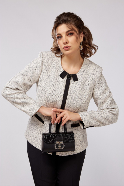 Брючный костюм из твида с классическим жакетом и прямыми брюками Lady Secret 2980 черный+бежевый - фото 4