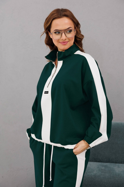 Пара комплектов брюки палаццо и джемпер из трикотажа INVITE 6084 зеленый - фото 3