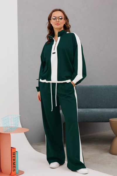Пара комплектов брюки палаццо и джемпер из трикотажа INVITE 6084 зеленый - фото 1