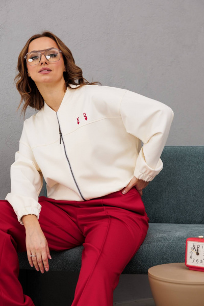 Пара спортивных комплектов брюки палаццо и бомбер из трикотажа INVITE 6087 красный - фото 12