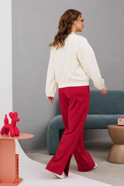 Пара спортивных комплектов брюки палаццо и бомбер из трикотажа INVITE 6087 красный - фото 10