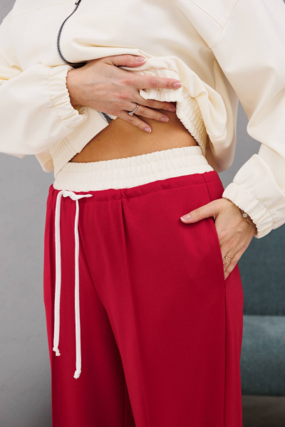 Пара спортивных комплектов брюки палаццо и бомбер из трикотажа INVITE 6087 красный - фото 7