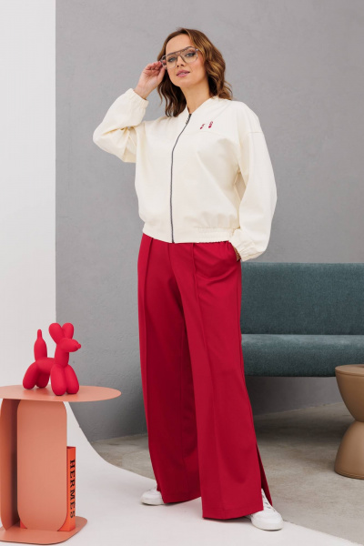 Пара спортивных комплектов брюки палаццо и бомбер из трикотажа INVITE 6087 красный - фото 4