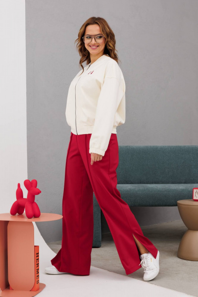 Пара спортивных комплектов брюки палаццо и бомбер из трикотажа INVITE 6087 красный - фото 3