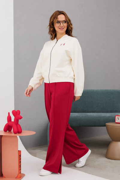 Пара спортивных комплектов брюки палаццо и бомбер из трикотажа INVITE 6087 красный - фото 2