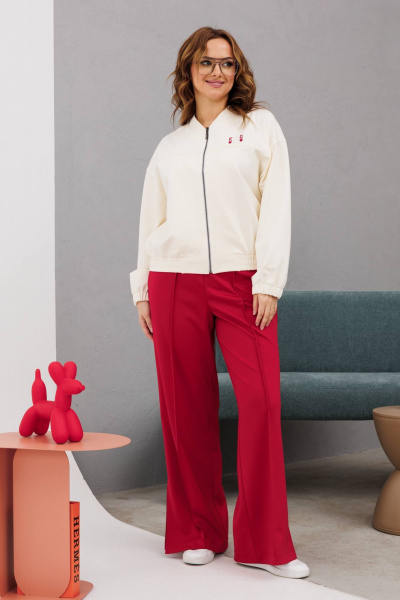 Пара спортивных комплектов брюки палаццо и бомбер из трикотажа INVITE 6087 красный - фото 1