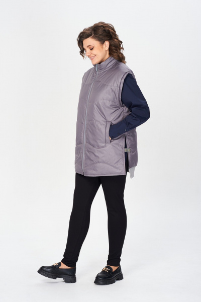 Демисезонный удлиненный жилет с прорезными карманами Avenue 0401 графит - фото 11