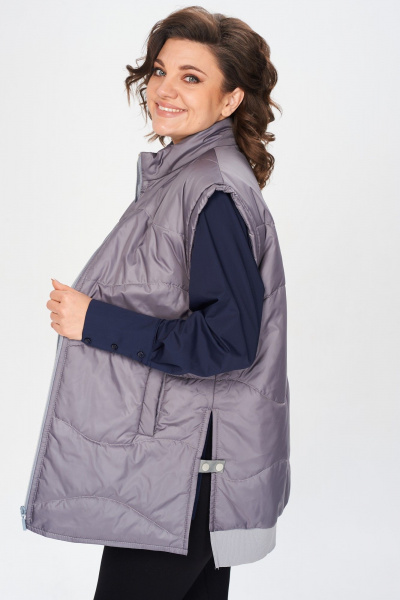 Демисезонный удлиненный жилет с прорезными карманами Avenue 0401 графит - фото 10