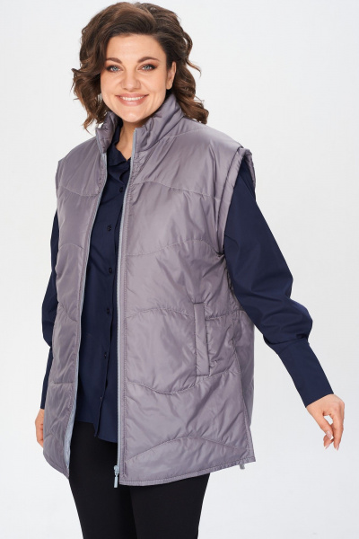 Демисезонный удлиненный жилет с прорезными карманами Avenue 0401 графит - фото 9