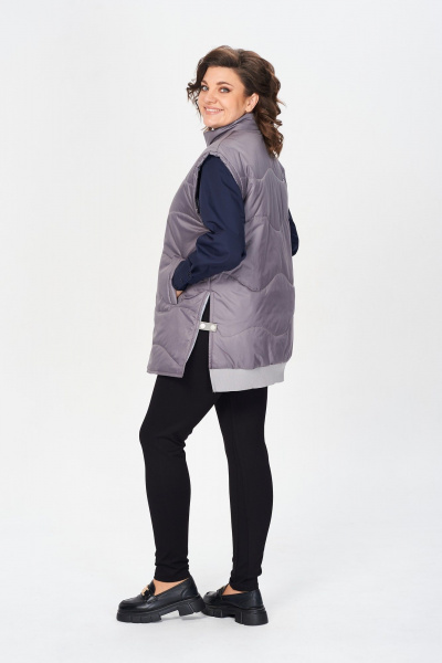 Демисезонный удлиненный жилет с прорезными карманами Avenue 0401 графит - фото 6