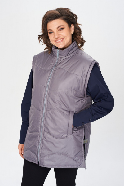 Демисезонный удлиненный жилет с прорезными карманами Avenue 0401 графит - фото 2