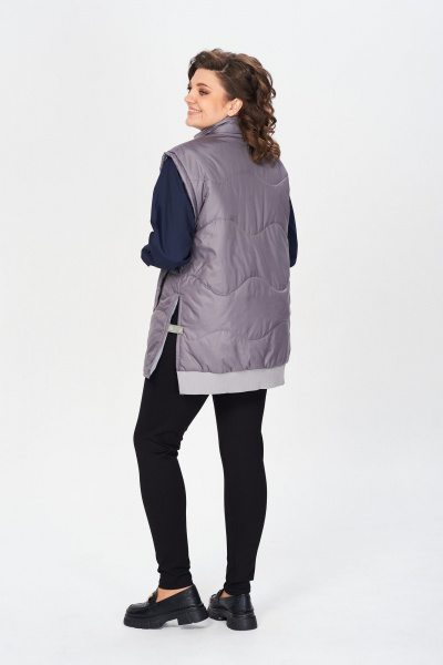 Демисезонный удлиненный жилет с прорезными карманами Avenue 0401 графит - фото 5