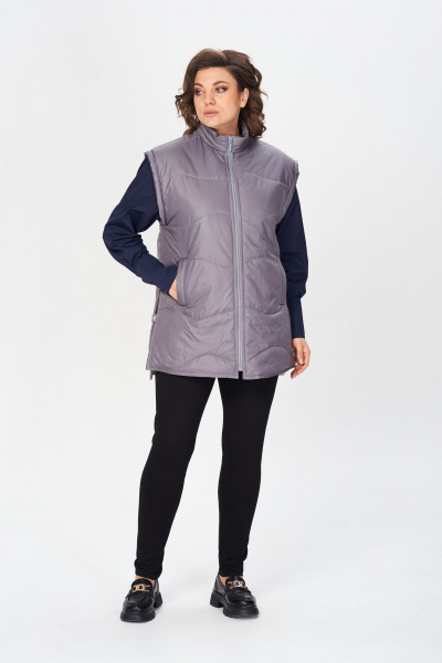 Демисезонный удлиненный жилет с прорезными карманами Avenue 0401 графит - фото 3