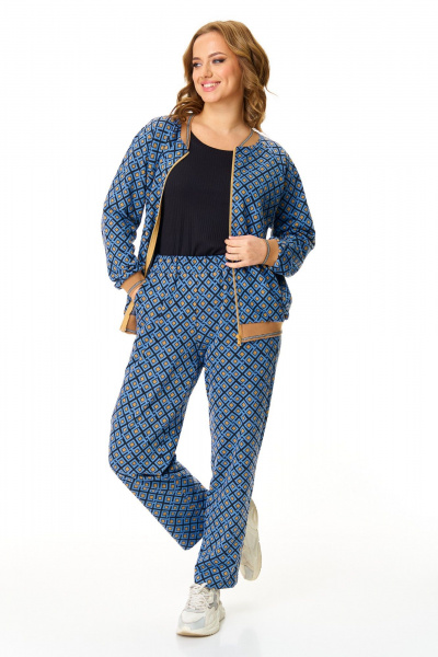 Брюки, бомбер, футболка T&N 7608 «ромб»светлый_синий+черный - фото 6