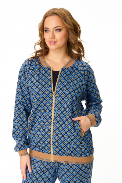 Брюки, бомбер, футболка T&N 7608 «ромб»светлый_синий+черный - фото 3