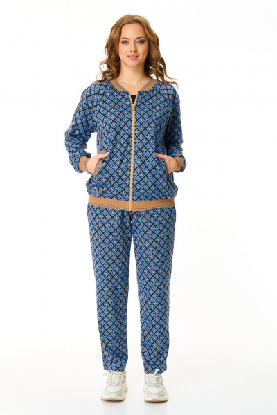 Брюки, бомбер, футболка T&N 7608 «ромб»светлый_синий+черный - фото 2