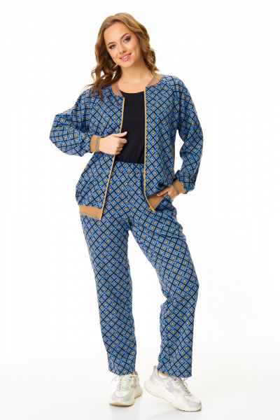 Брюки, бомбер, футболка T&N 7608 «ромб»светлый_синий+черный - фото 1