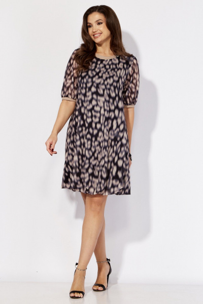 Демисезонное платье А-силуэта с декором из сетки и трикотажа TAiER 1340 - фото 2