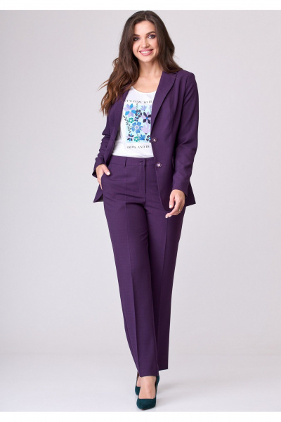 Комплект жакет и брюки из текстиля для делового образа БелЭльСтиль 205-2_80_22+596-2_79_22 фуксия - фото 3
