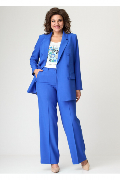 Классические брюки зауженного к низу кроя из текстиля БелЭльСтиль 601-3_08_22 голубой - фото 1