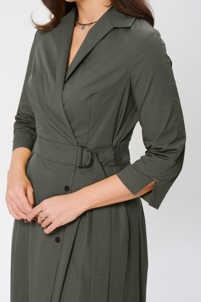 Повседневное платье А-силуэта с запахом, карманами и складками Verita 2348 серый - фото 4