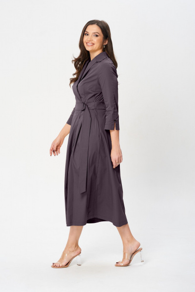 Фиолетовое платье А-силуэта с поясом и складками Verita 2348 фиолет - фото 3