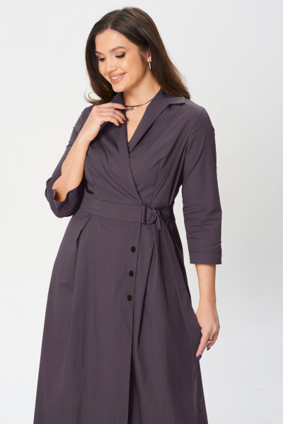 Фиолетовое платье А-силуэта с поясом и складками Verita 2348 фиолет - фото 4