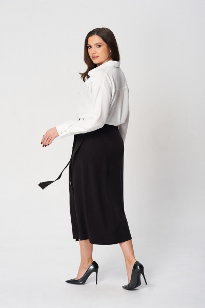 Комфортный комплект блузы и длинной юбки из текстиля Verita 2350 черный+белый - фото 2